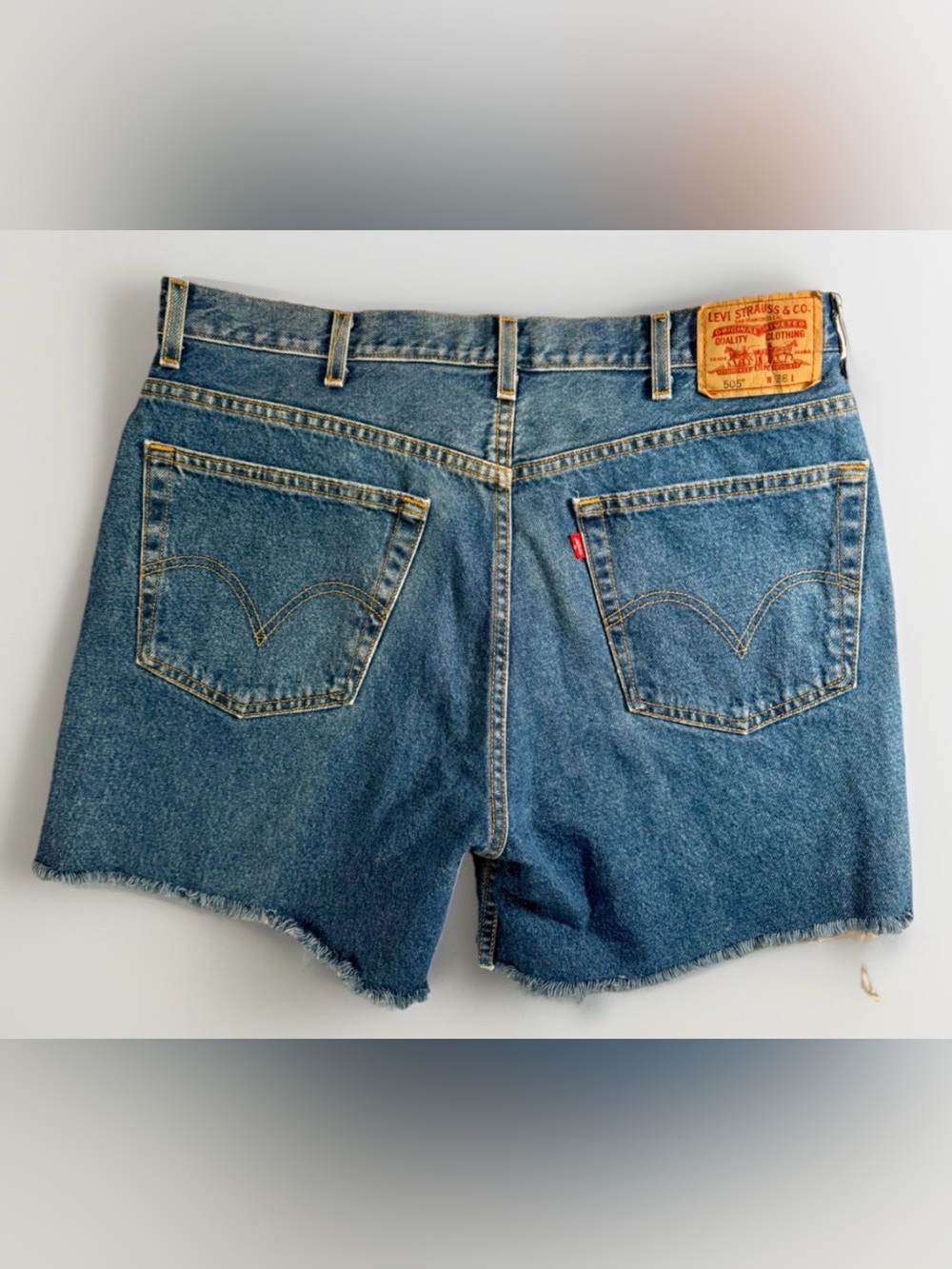 Y2K Levis 501 Mens 38 Distressed Denim Cutoff Shorts JORTS Blue Vintage 2004